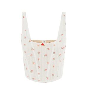 NWT With Jean Cindy Pointelle Rose Floral Corset Top